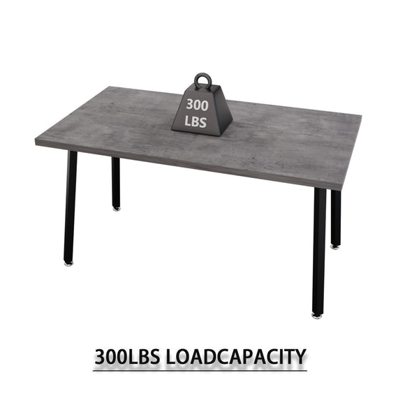 English Elm 55.12-70.87" Extendable Industrial Dining Set Faux Leather Chairs Mdf Top Seats Six Black+ Gray W2189S00909