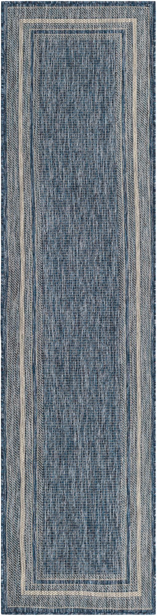 Unique Loom Black Outdoor Border Collection Rug - Elegant 4-foot Round Design For Patios And Garden Decor Blue  3158203-unique-loom
