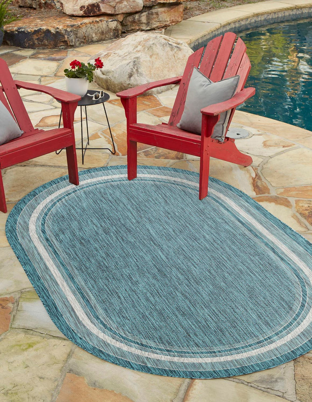 Unique Loom Black Outdoor Border Collection Rug - Elegant 4-foot Round Design For Patios And Garden Decor Black  3158230-unique-loom