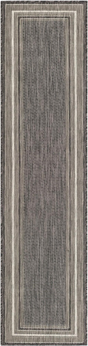 Unique Loom Black Outdoor Border Collection Rug - Elegant 4-foot Round Design For Patios And Garden Decor Black  3158233-unique-loom