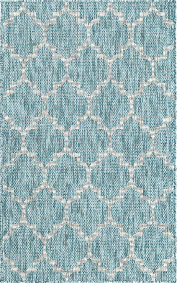 Unique Loom Aquamarine 2' X 8' Outdoor Trellis - Vibrant Color & Classic Design For Stylish Outdoor Spaces Aquamarine  3158240-unique-loom
