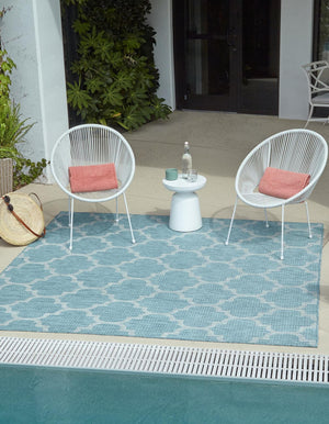 Unique Loom Aquamarine 2' X 8' Outdoor Trellis - Vibrant Color & Classic Design For Stylish Outdoor Spaces Aquamarine  3158246-unique-loom