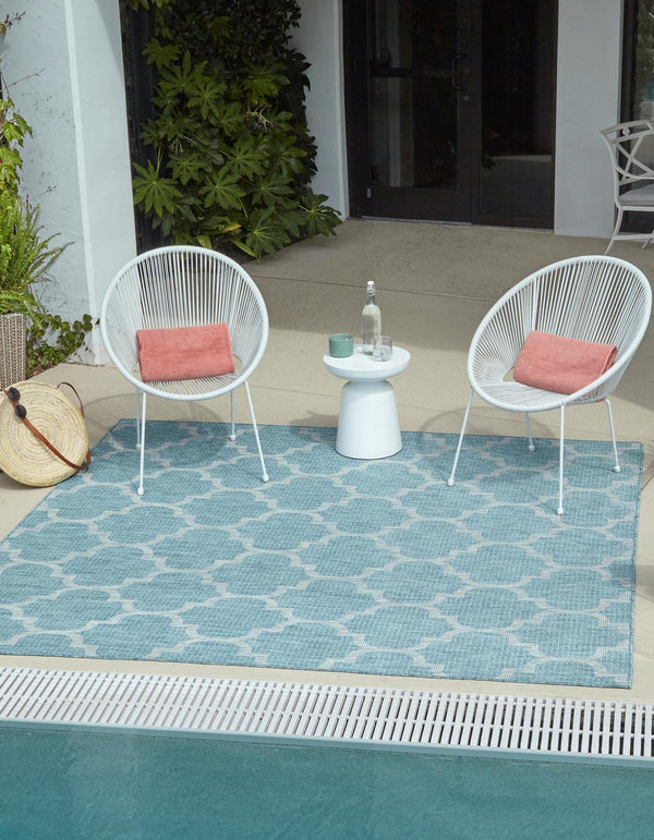 Unique Loom Aquamarine 2' X 8' Outdoor Trellis - Vibrant Color & Classic Design For Stylish Outdoor Spaces Aquamarine  3158246-unique-loom