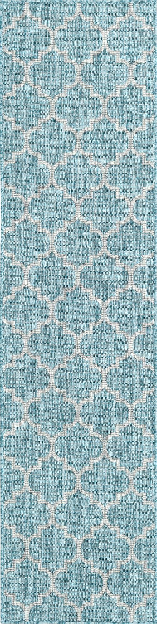Unique Loom Aquamarine 2' X 8' Outdoor Trellis - Vibrant Color & Classic Design For Stylish Outdoor Spaces Aquamarine  3158251-unique-loom