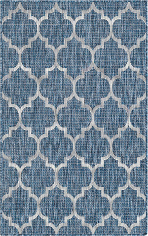 Unique Loom Aquamarine 2' X 8' Outdoor Trellis - Vibrant Color & Classic Design For Stylish Outdoor Spaces Navy,Blue  3158255-unique-loom