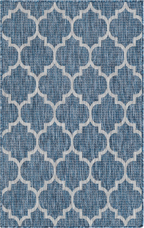 Unique Loom Aquamarine 2' X 8' Outdoor Trellis - Vibrant Color & Classic Design For Stylish Outdoor Spaces Navy,Blue  3158255-unique-loom