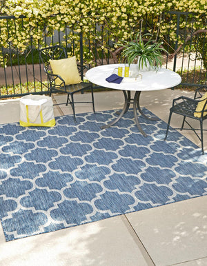 Unique Loom Aquamarine 2' X 8' Outdoor Trellis - Vibrant Color & Classic Design For Stylish Outdoor Spaces Navy,Blue  3158261-unique-loom