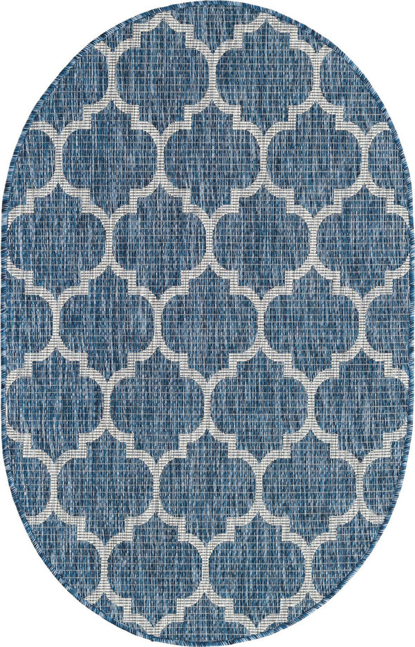 Unique Loom Aquamarine 2' X 8' Outdoor Trellis - Vibrant Color & Classic Design For Stylish Outdoor Spaces Navy,Blue  3158264-unique-loom