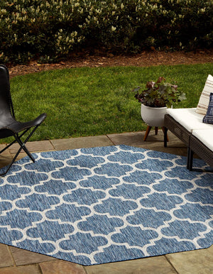 Unique Loom Aquamarine 2' X 8' Outdoor Trellis - Vibrant Color & Classic Design For Stylish Outdoor Spaces Navy,Blue  3158266-unique-loom