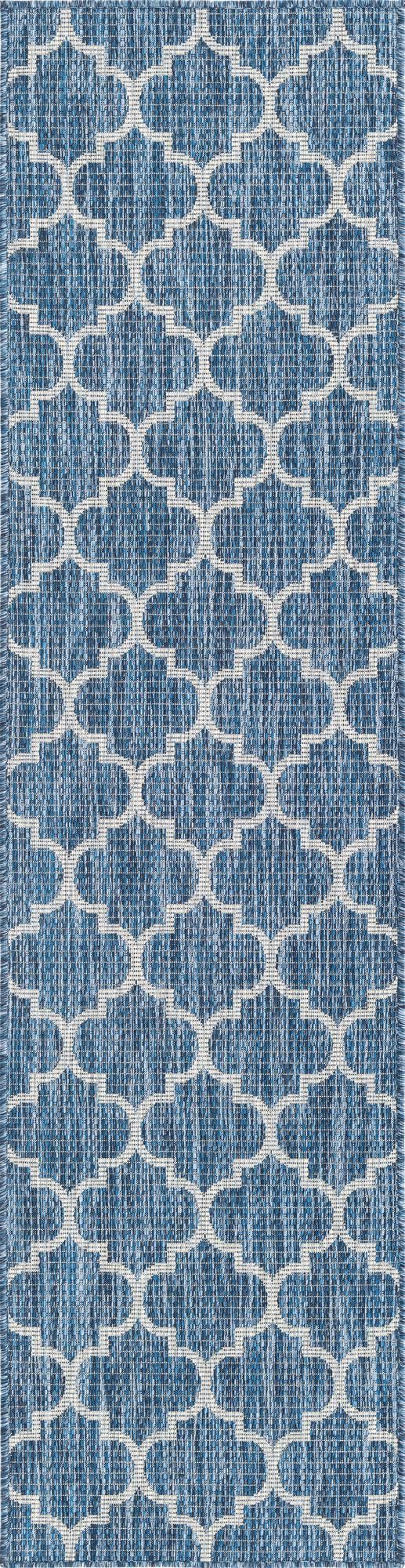 Unique Loom Aquamarine 2' X 8' Outdoor Trellis - Vibrant Color & Classic Design For Stylish Outdoor Spaces Navy,Blue  3158267-unique-loom