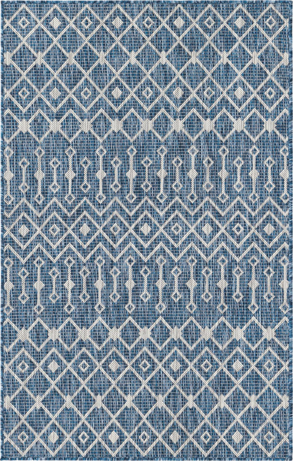 Unique Loom Aquamarine 2' X 8' Outdoor Trellis - Vibrant Color & Classic Design For Stylish Outdoor Spaces Blue  3158270-unique-loom
