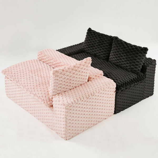 English Elm Luxury Color-Block Turtle Velvet Multifunctional Sofa - Cozy, Stylish Living Room Furniture For Any Space W3371S00051