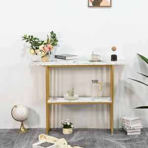 English Elm 47''double Semi-circle Console Table with Led Lighting and Sculptural Hammered Wood Base W2263P395489