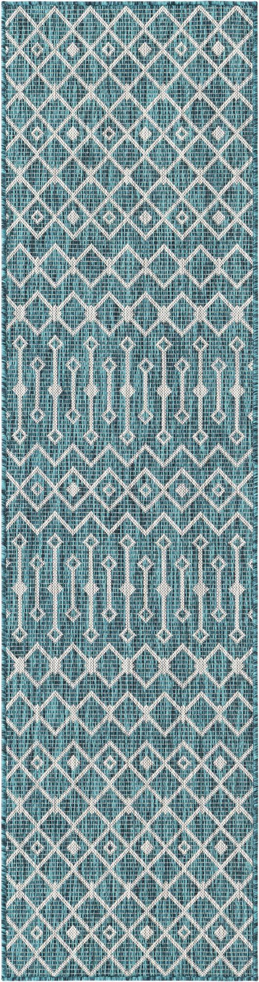 Unique Loom Green Outdoor Trellis Rug – Vibrant 5' Round Design To Enhance Patios And Garden Spaces Elegantly Teal  3159514-unique-loom