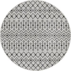 Unique Loom Green Outdoor Trellis Rug – Vibrant 5' Round Design To Enhance Patios And Garden Spaces Elegantly Gray  3159519-unique-loom