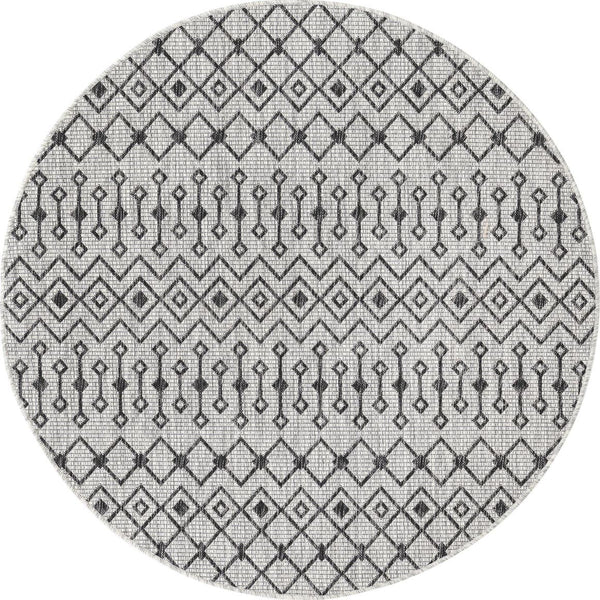 Unique Loom Green Outdoor Trellis Rug – Vibrant 5' Round Design To Enhance Patios And Garden Spaces Elegantly Gray  3159519-unique-loom