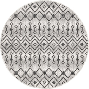 Unique Loom Green Outdoor Trellis Rug – Vibrant 5' Round Design To Enhance Patios And Garden Spaces Elegantly Gray  3159520-unique-loom