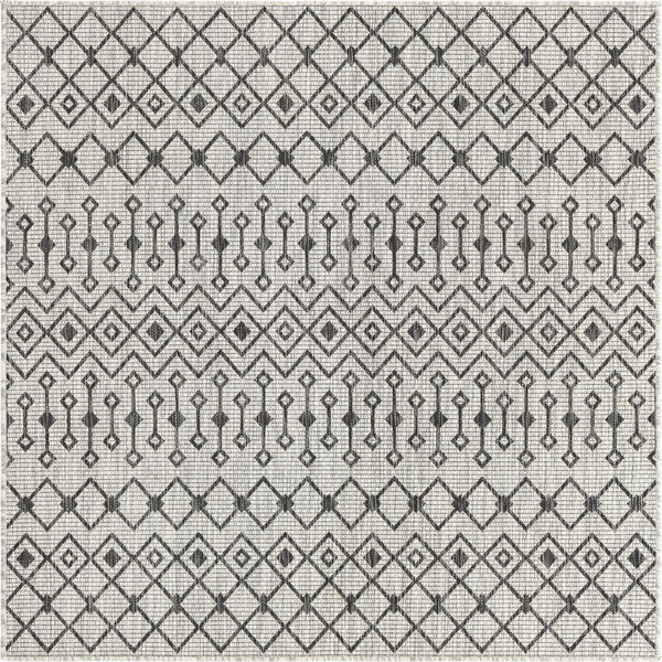 Unique Loom Green Outdoor Trellis Rug – Vibrant 5' Round Design To Enhance Patios And Garden Spaces Elegantly Gray  3159522-unique-loom