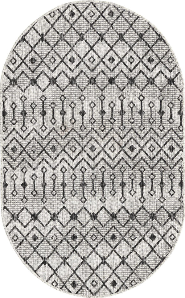 Unique Loom Green Outdoor Trellis Rug – Vibrant 5' Round Design To Enhance Patios And Garden Spaces Elegantly Gray  3159525-unique-loom
