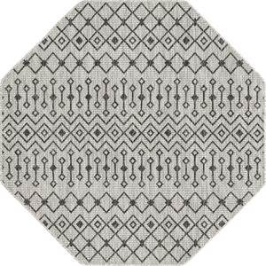 Unique Loom Green Outdoor Trellis Rug – Vibrant 5' Round Design To Enhance Patios And Garden Spaces Elegantly Gray  3159527-unique-loom