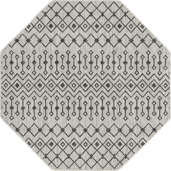 Unique Loom Green Outdoor Trellis Rug – Vibrant 5' Round Design To Enhance Patios And Garden Spaces Elegantly Gray  3159527-unique-loom