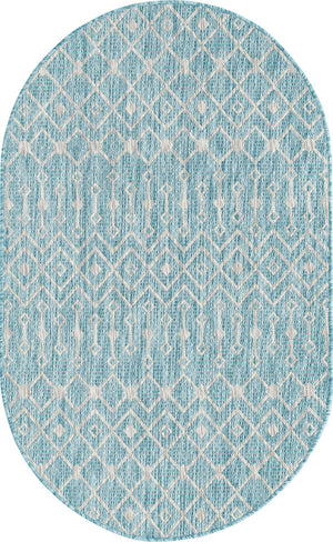 Unique Loom Green Outdoor Trellis Rug – Vibrant 5' Round Design To Enhance Patios And Garden Spaces Elegantly Aqua  3159539-unique-loom