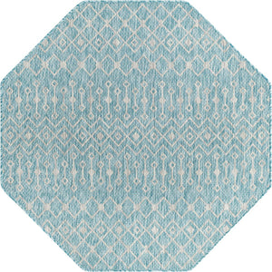 Unique Loom Green Outdoor Trellis Rug – Vibrant 5' Round Design To Enhance Patios And Garden Spaces Elegantly Aqua  3159541-unique-loom
