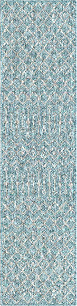 Unique Loom Green Outdoor Trellis Rug – Vibrant 5' Round Design To Enhance Patios And Garden Spaces Elegantly Aqua  3159542-unique-loom