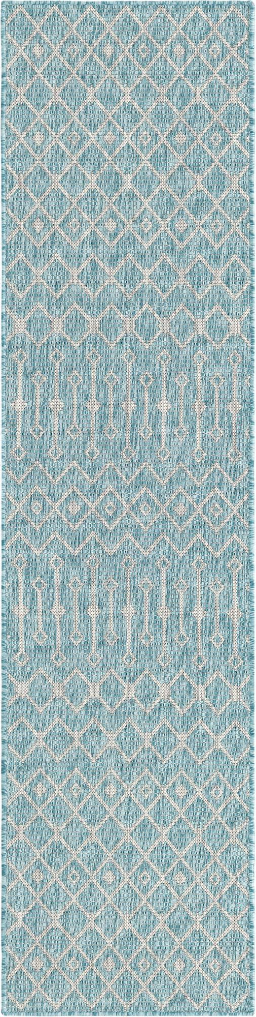 Unique Loom Green Outdoor Trellis Rug – Vibrant 5' Round Design To Enhance Patios And Garden Spaces Elegantly Aqua  3159542-unique-loom