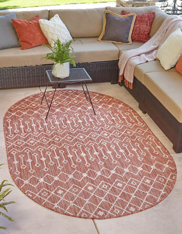 Unique Loom Green Outdoor Trellis Rug – Vibrant 5' Round Design To Enhance Patios And Garden Spaces Elegantly Red  3159553-unique-loom