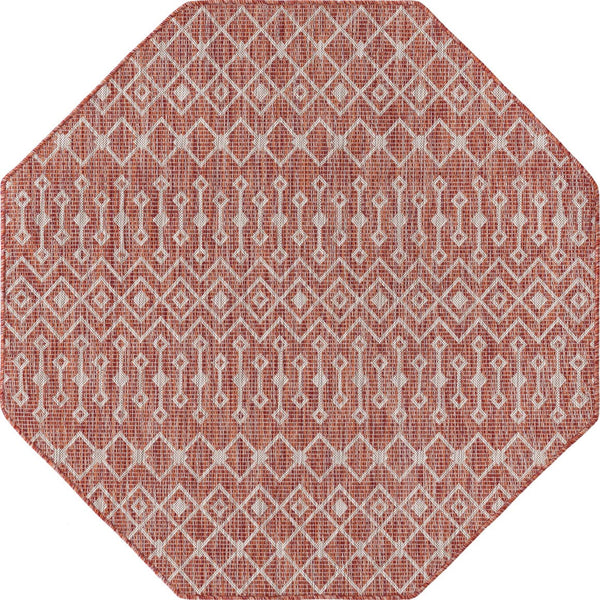 Unique Loom Green Outdoor Trellis Rug – Vibrant 5' Round Design To Enhance Patios And Garden Spaces Elegantly Red  3159555-unique-loom