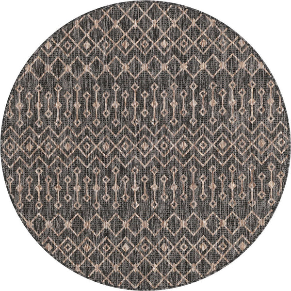 Unique Loom Green Outdoor Trellis Rug – Vibrant 5' Round Design To Enhance Patios And Garden Spaces Elegantly Gray  3159561-unique-loom