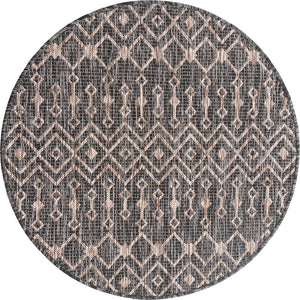 Unique Loom Green Outdoor Trellis Rug – Vibrant 5' Round Design To Enhance Patios And Garden Spaces Elegantly Gray  3159562-unique-loom