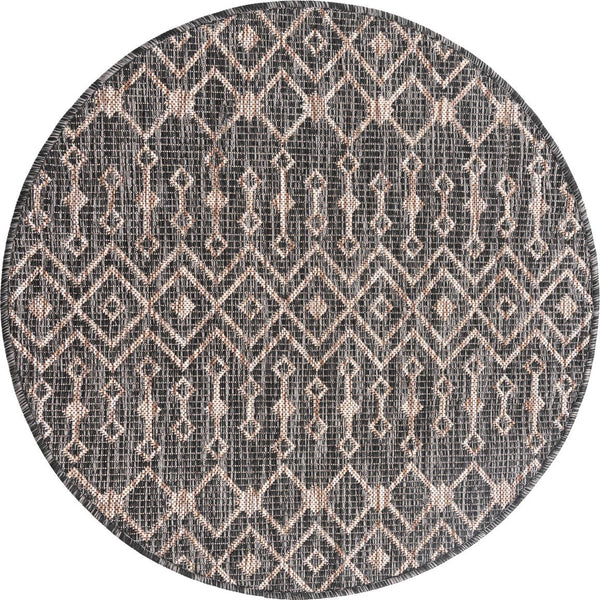 Unique Loom Green Outdoor Trellis Rug – Vibrant 5' Round Design To Enhance Patios And Garden Spaces Elegantly Gray  3159562-unique-loom