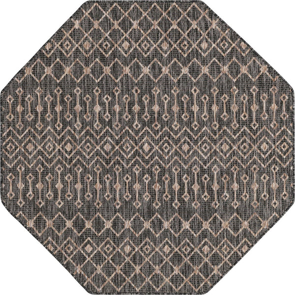 Unique Loom Green Outdoor Trellis Rug – Vibrant 5' Round Design To Enhance Patios And Garden Spaces Elegantly Gray  3159569-unique-loom