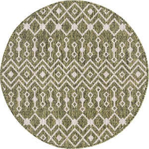 Unique Loom Green Outdoor Trellis Rug – Vibrant 5' Round Design To Enhance Patios And Garden Spaces Elegantly Green  3159576-unique-loom