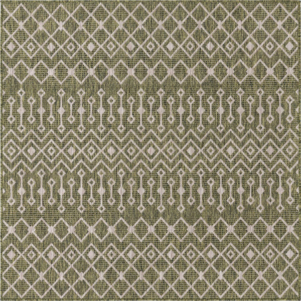 Unique Loom Green Outdoor Trellis Rug – Vibrant 5' Round Design To Enhance Patios And Garden Spaces Elegantly Green  3159578-unique-loom