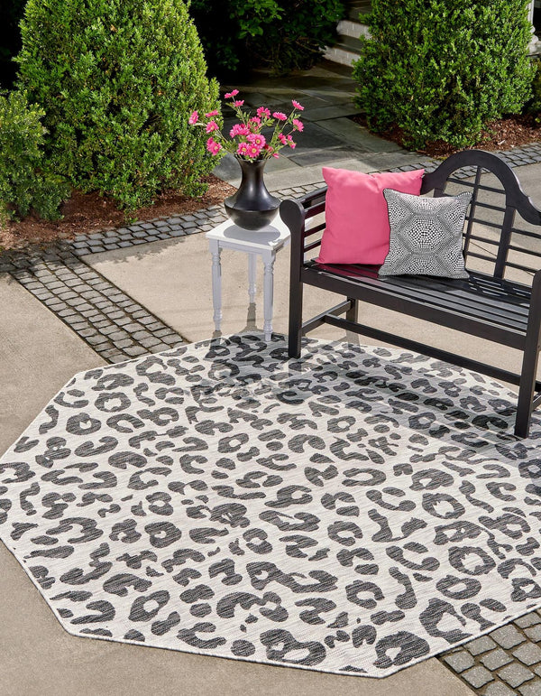 Unique Loom Light Outdoor Safari Rug – Durable And Stylish Accent For Patios, Sunrooms, And Outdoor Spaces Gray  3159611-unique-loom