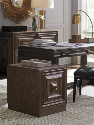 Lexington Sligh Alden Mobile File Chest - Elegant Dark Walnut Storage With Antique Bronze Hardware For Stylish Organization Carrington Wood 315-452