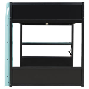English Elm Full-size Gaming Loft Bed with Integrated Rgb Desk Usb Ports and Esports Frame Blue LT000239AAC