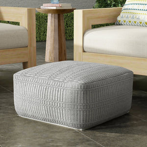 English Elm Safford Handwoven Geometric Square Pouf in Recycled Pet Yarn for Patio or Living Room B136P427591