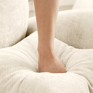 English Elm Modular U-Shaped Sectional Couch With Ottoman, Premium Chenille, Tufted Backrest, 2 Pillows, Beige W714S01369