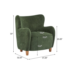 English Elm Christopher Knight Home® - Lucia Velvet Wingback Armchair with Pocket Spring Cushion, Mid-Century Birch Legs, Luxe Comfort Olive Green,Teak 31.5 L x 30.75 W x 30.5 H N776P205426G