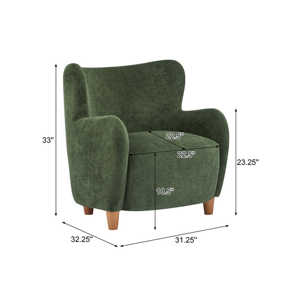 English Elm Christopher Knight Home® - Lucia Velvet Wingback Armchair with Pocket Spring Cushion, Mid-Century Birch Legs, Luxe Comfort Olive Green,Teak 31.5 L x 30.75 W x 30.5 H N776P205426G