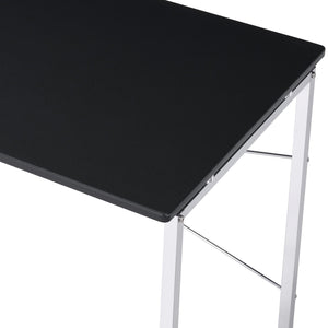 English Elm Tennos Modern Black & Chrome Vanity Desk with X-Frame, MDF Veneer Top, 70lb Load Capacity, KD B2726P315726
