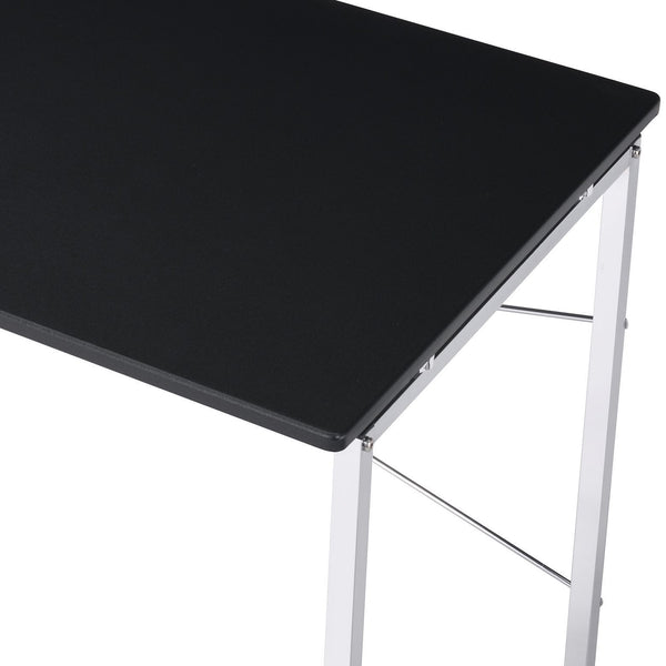 English Elm Tennos Modern Black & Chrome Vanity Desk with X-Frame, MDF Veneer Top, 70lb Load Capacity, KD B2726P315726