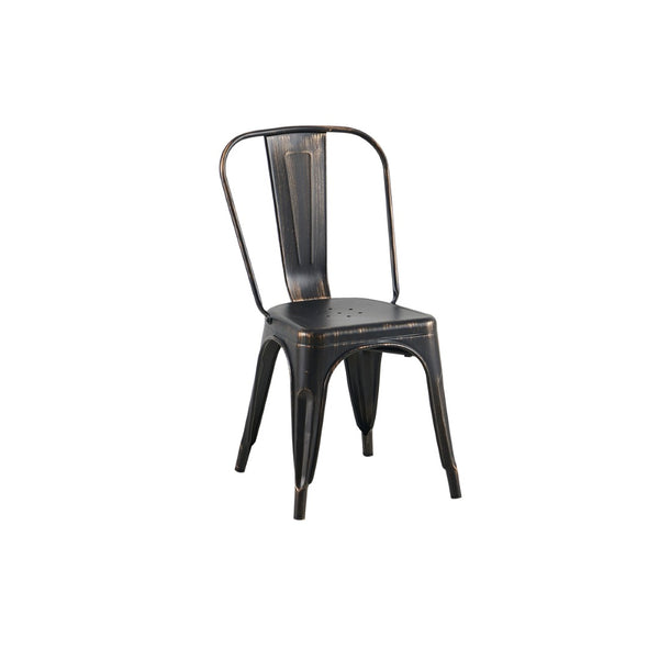 English Elm 2pc Industrial Metal Dining Chairs Stackable High Gloss Set for Kitchen or Modern Matt Black B011P238136