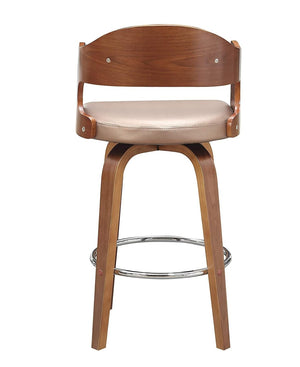 English Elm 1pc Mid-century Modern Swivel Counterstool Faux Leather Cushion Curved Wood Back Kitchen B011P479637