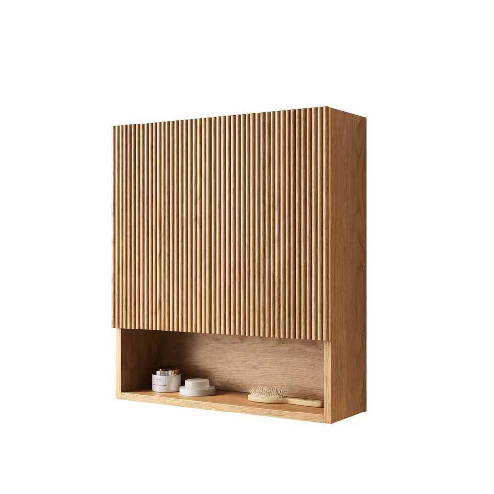 English Elm TOBI Wall-Mounted 26" Striped Over-Toilet Cabinet – Natural Woodgrain, Soft-Close Doors, Shelfamvu W2615P355523