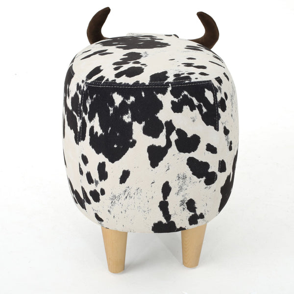 Christopher Knight Home® - Noble House - Bessie Black and White Cow Patterned Velvet Cow Ottoman